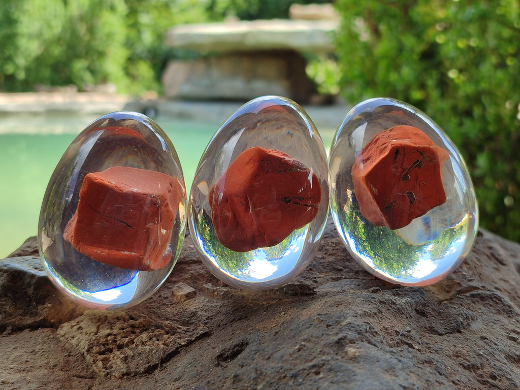Polished Red Jasper In Resin Egg - Sold Per Item - From Northern Cape, South Africa - Toprock Gemstones and Minerals 