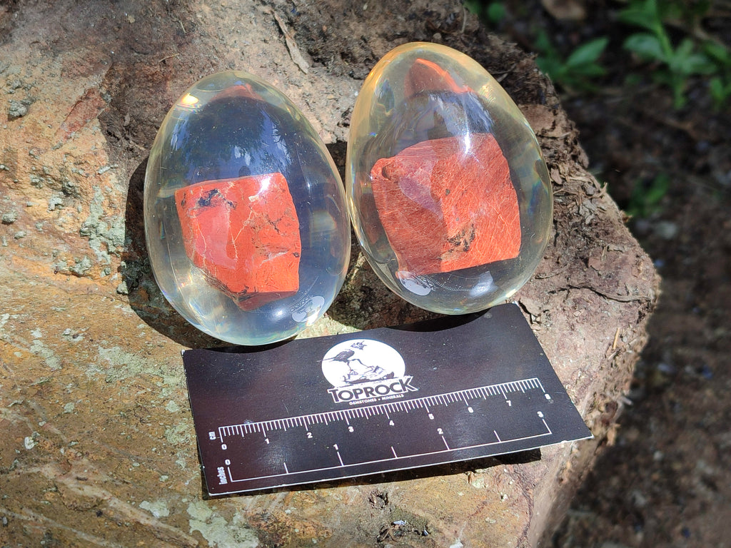 Polished Red Jasper In Resin Egg - Sold Per Item - From Northern Cape, South Africa - Toprock Gemstones and Minerals 