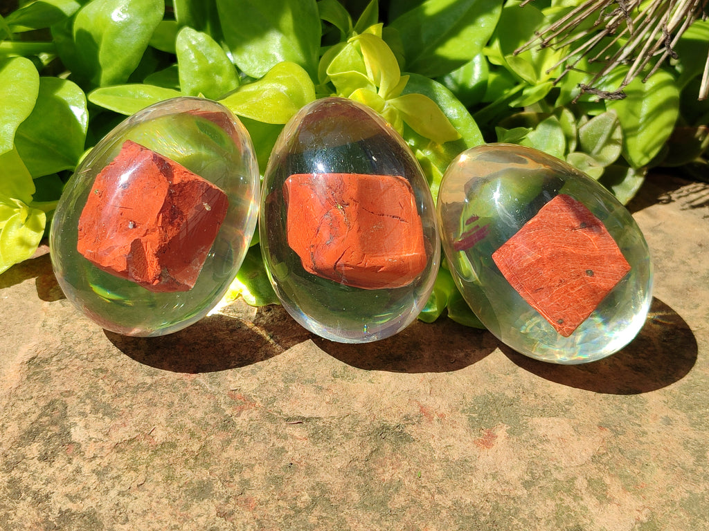 Polished Red Jasper In Resin Egg - Sold Per Item - From Northern Cape, South Africa - Toprock Gemstones and Minerals 