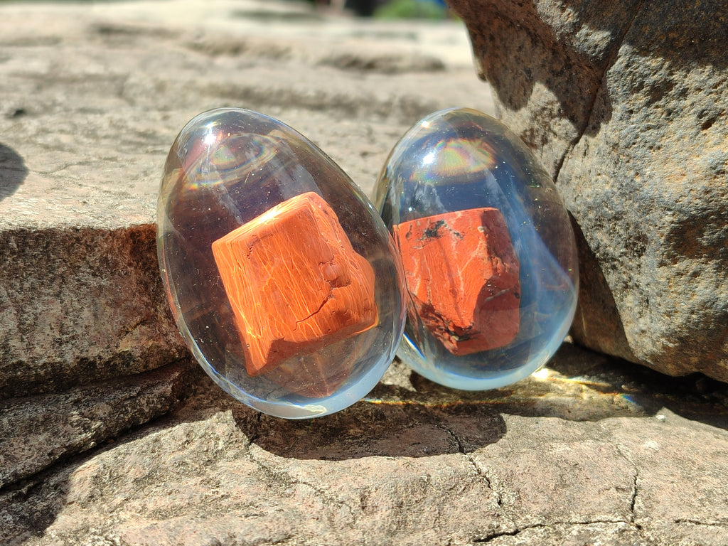 Polished Red Jasper In Resin Egg - Sold Per Item - From Northern Cape, South Africa - Toprock Gemstones and Minerals 