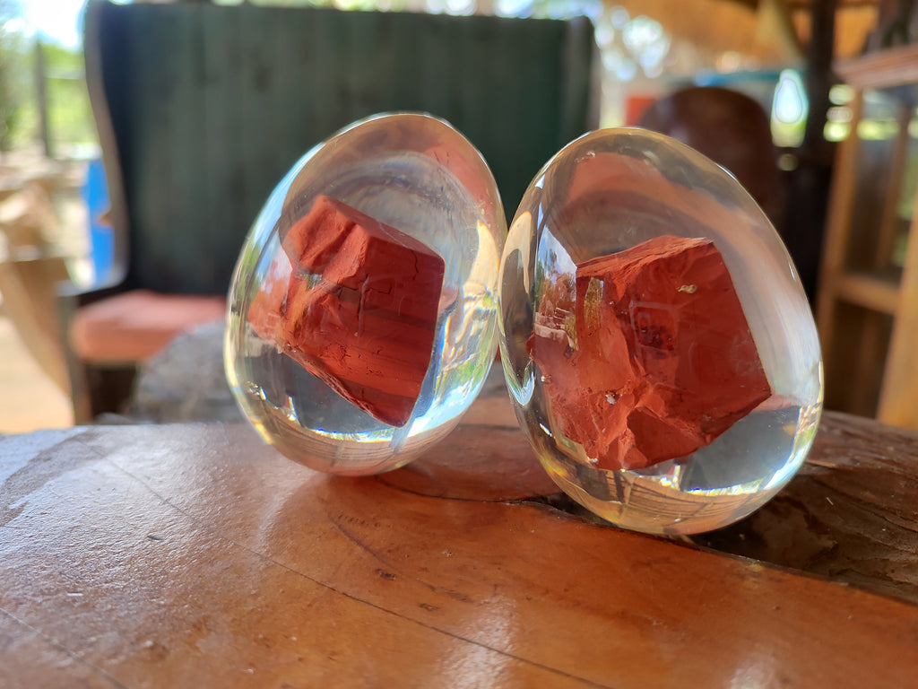 Polished Red Jasper In Resin Egg - Sold Per Item - From Northern Cape, South Africa - Toprock Gemstones and Minerals 