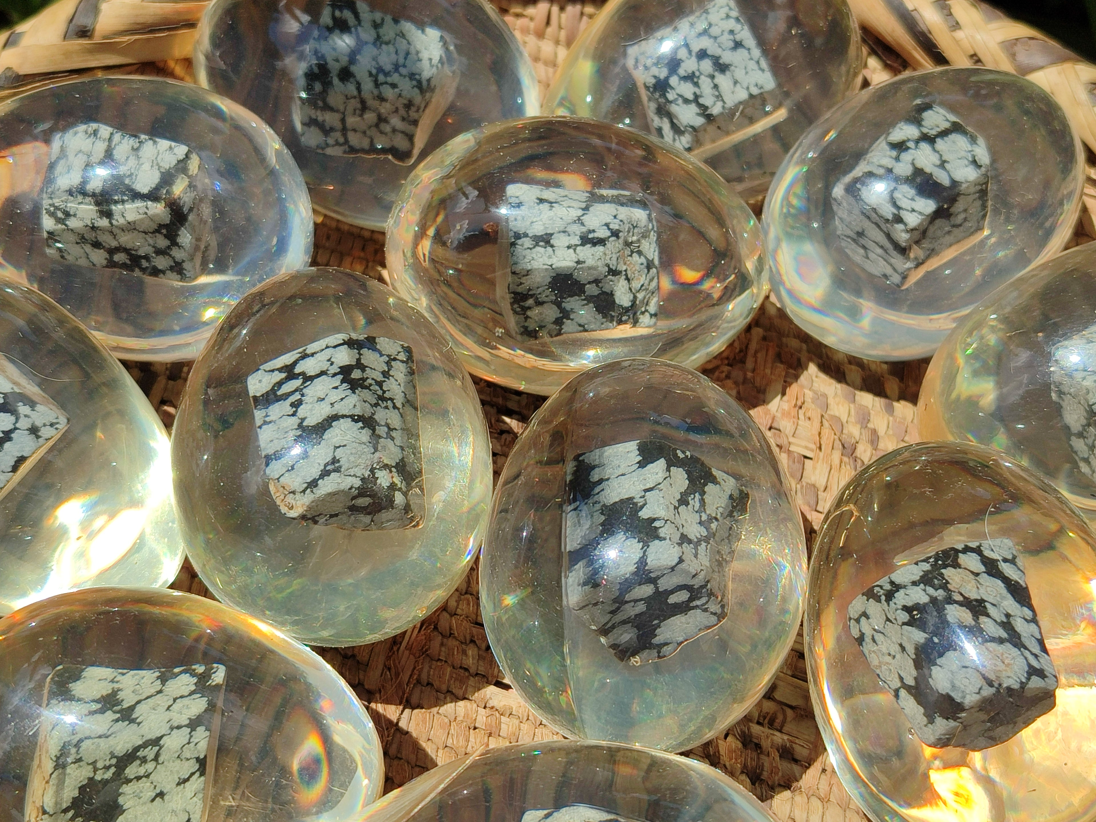 Polished Snowflake Obsidion In Resin Egg - Sold Per Item - From Mexico - Toprock Gemstones and Minerals 