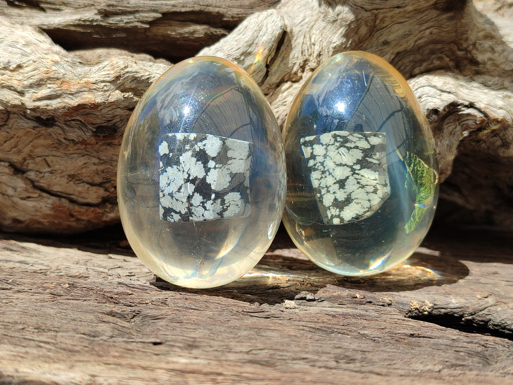 Polished Snowflake Obsidion In Resin Egg - Sold Per Item - From Mexico - Toprock Gemstones and Minerals 