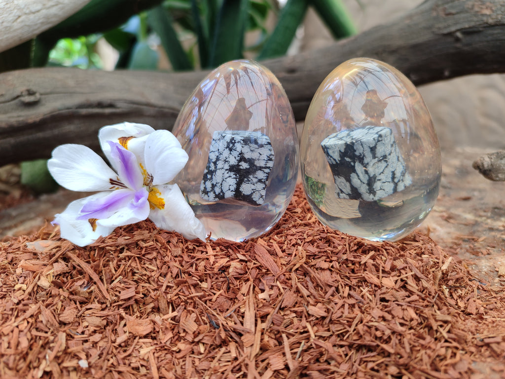 Polished Snowflake Obsidion In Resin Egg - Sold Per Item - From Mexico - Toprock Gemstones and Minerals 