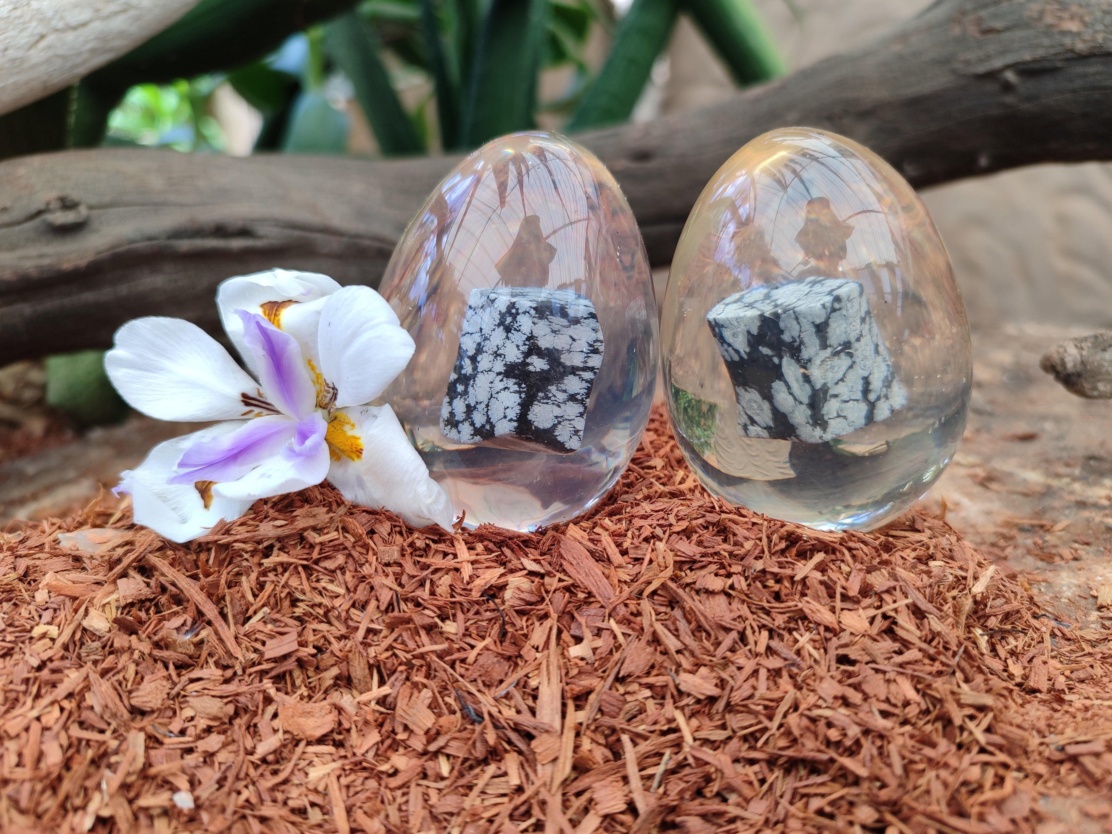 Polished Snowflake Obsidion In Resin Egg - Sold Per Item - From Mexico - Toprock Gemstones and Minerals 