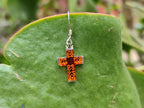 Polished Pair of Baltic Amber Cross Carved Earrings In Sterling Silver - Sold Per Pair - From Poland - Toprock Gemstones and Minerals 