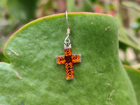 Polished Pair of Baltic Amber Cross Carved Earrings In Sterling Silver - Sold Per Pair - From Poland - Toprock Gemstones and Minerals 