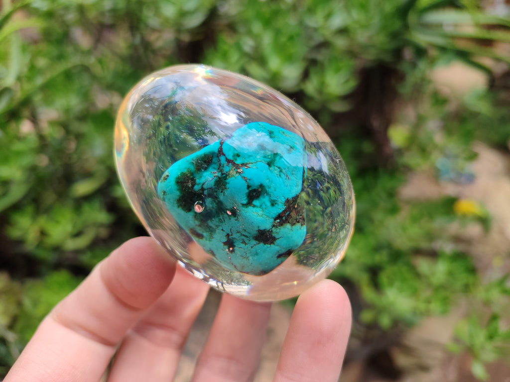 Polished Turquenite Howlite Egg In Resin - Sold Per Item - From China - Toprock Gemstones and Minerals 