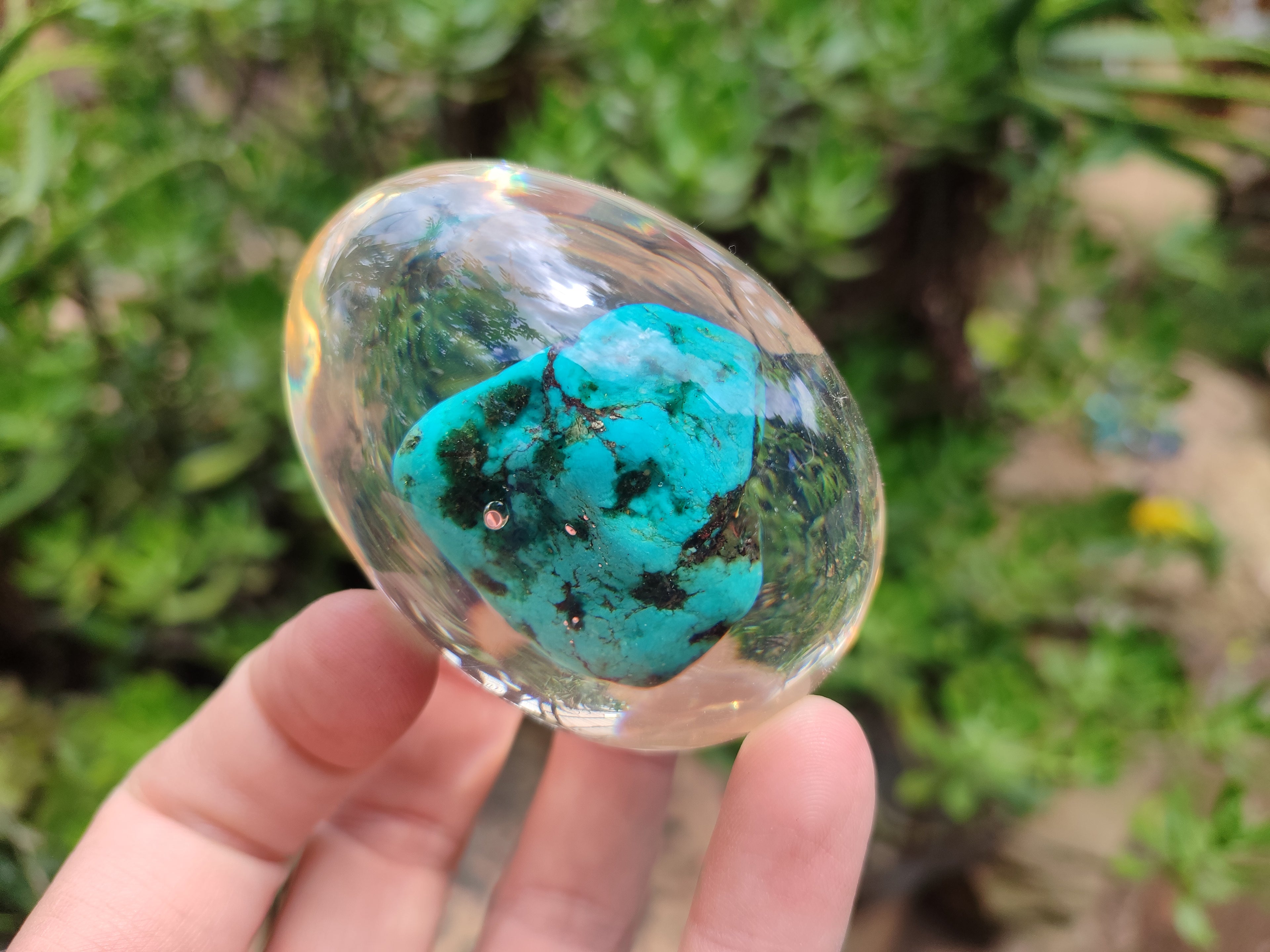 Polished Turquenite Howlite Egg In Resin - Sold Per Item - From China - Toprock Gemstones and Minerals 