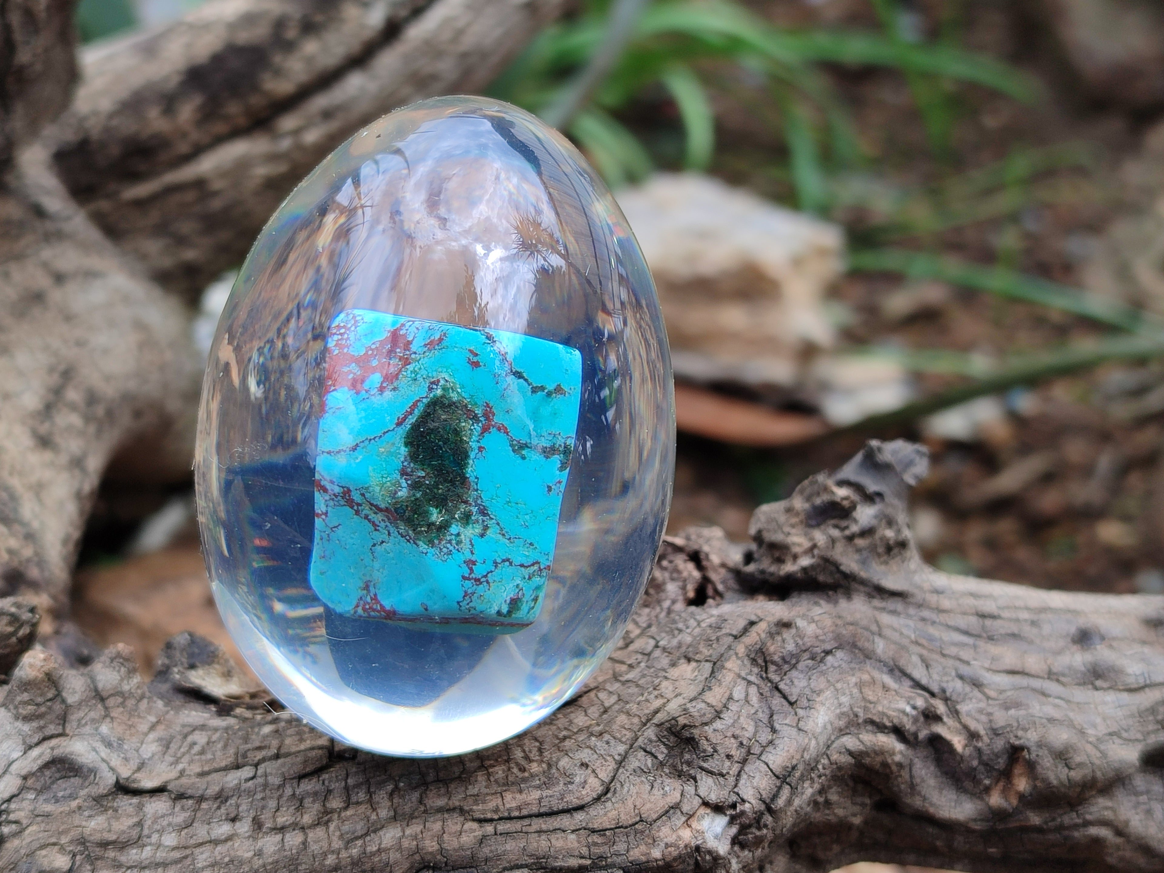 Polished Turquenite Howlite Egg In Resin - Sold Per Item - From China - Toprock Gemstones and Minerals 