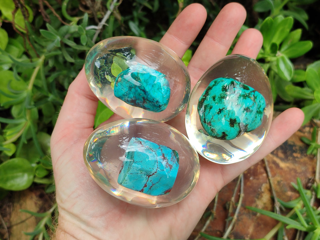 Polished Turquenite Howlite Egg In Resin - Sold Per Item - From China - Toprock Gemstones and Minerals 