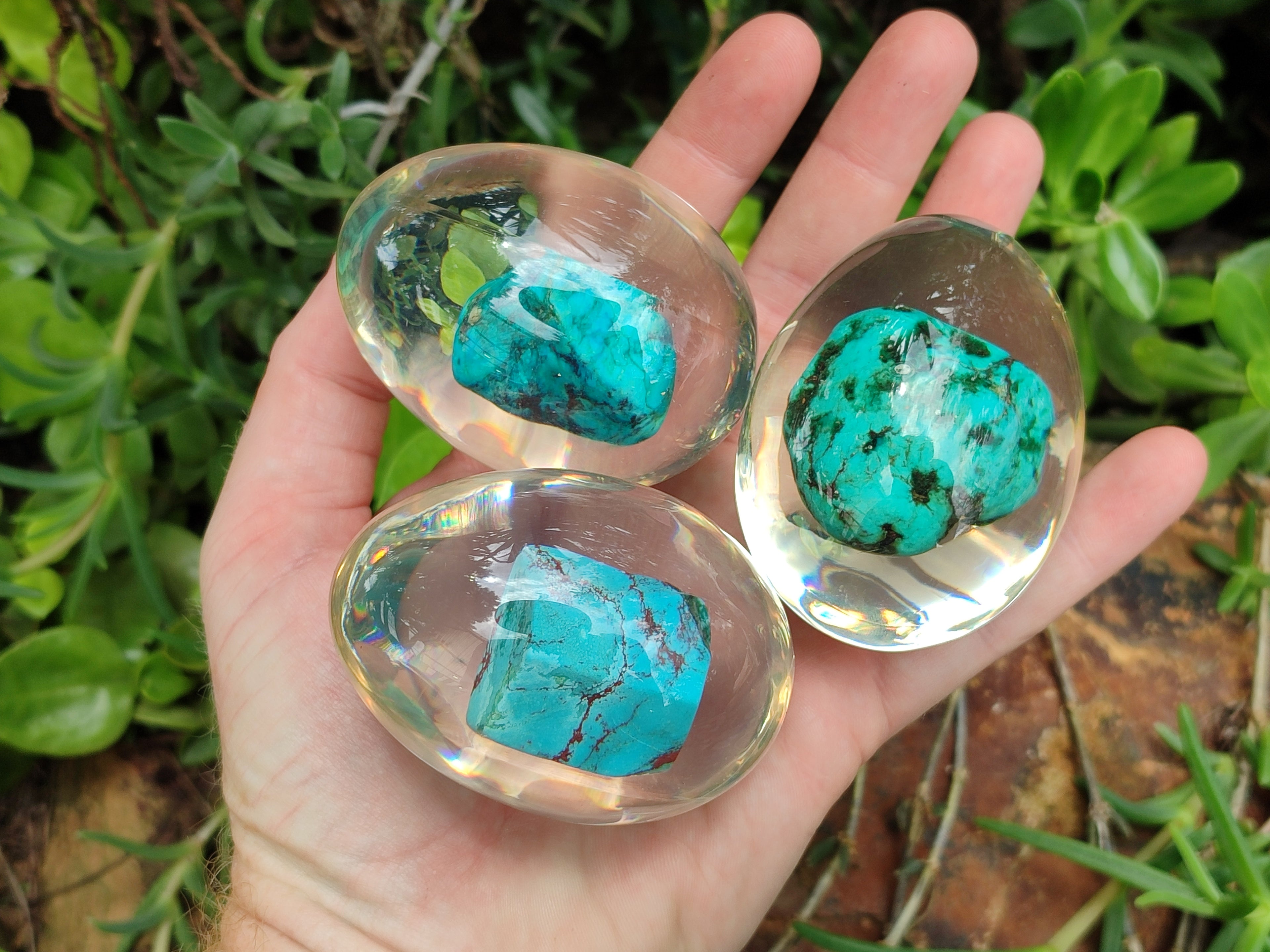 Polished Turquenite Howlite Egg In Resin - Sold Per Item - From China - Toprock Gemstones and Minerals 