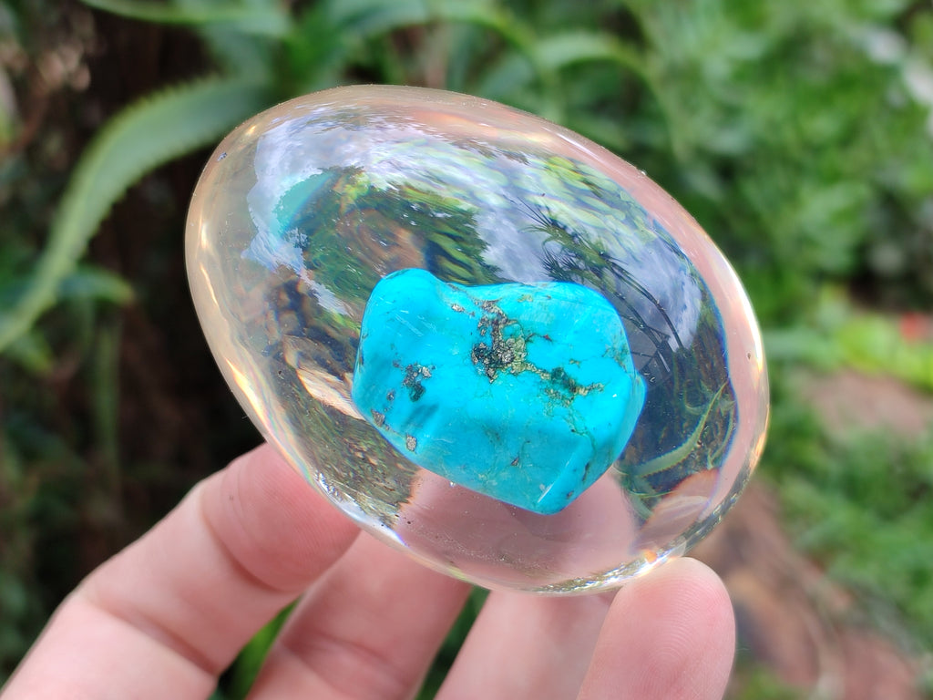 Polished Turquenite Howlite Egg In Resin - Sold Per Item - From China - Toprock Gemstones and Minerals 