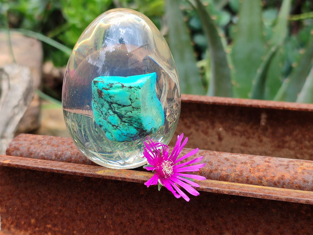 Polished Turquenite Howlite Egg In Resin - Sold Per Item - From China - Toprock Gemstones and Minerals 