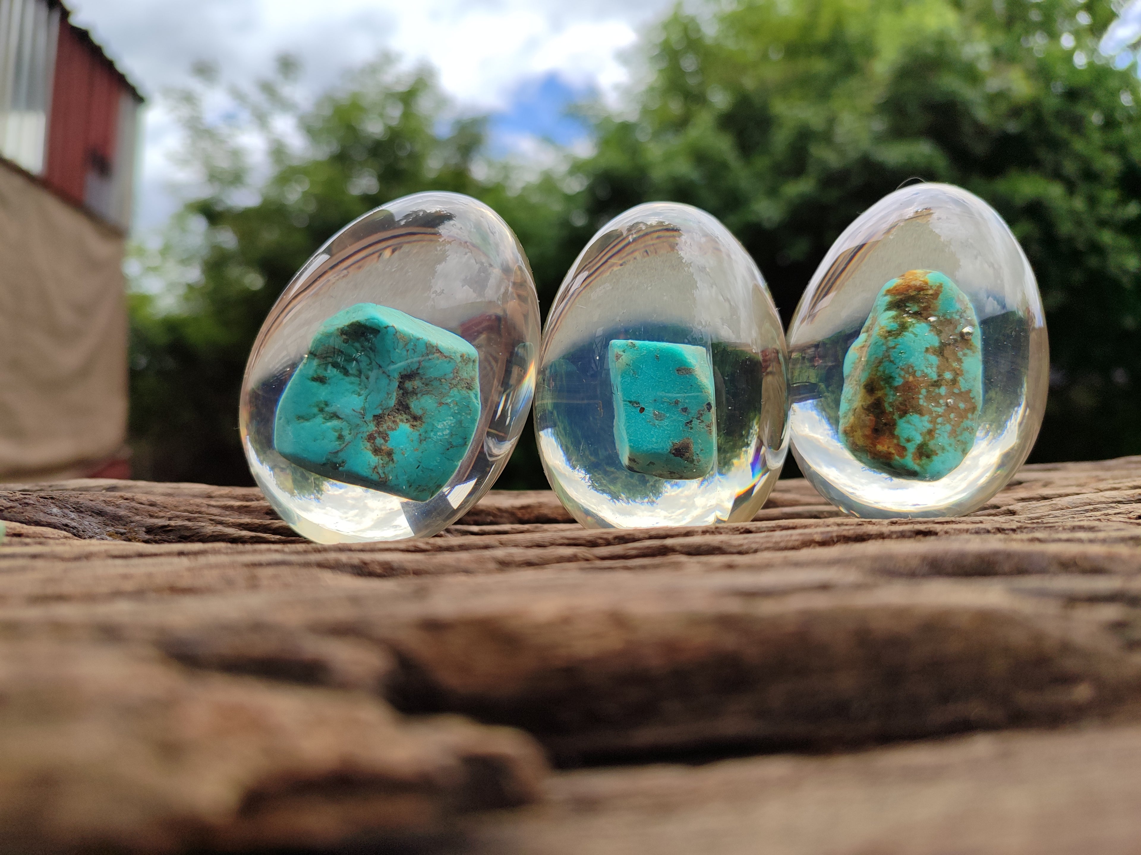 Polished Turquenite Howlite Egg In Resin - Sold Per Item - From China - Toprock Gemstones and Minerals 