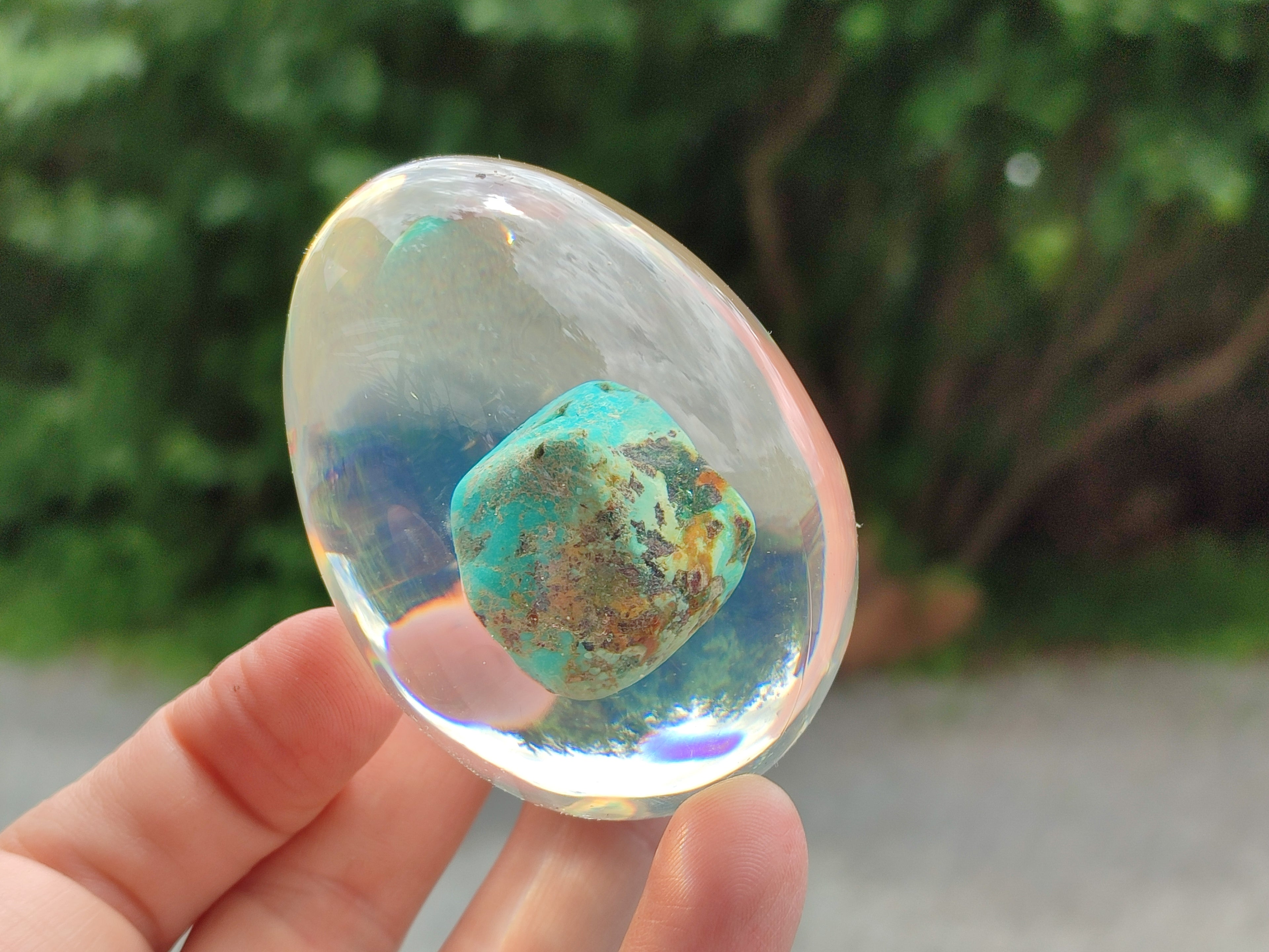 Polished Turquenite Howlite Egg In Resin - Sold Per Item - From China - Toprock Gemstones and Minerals 