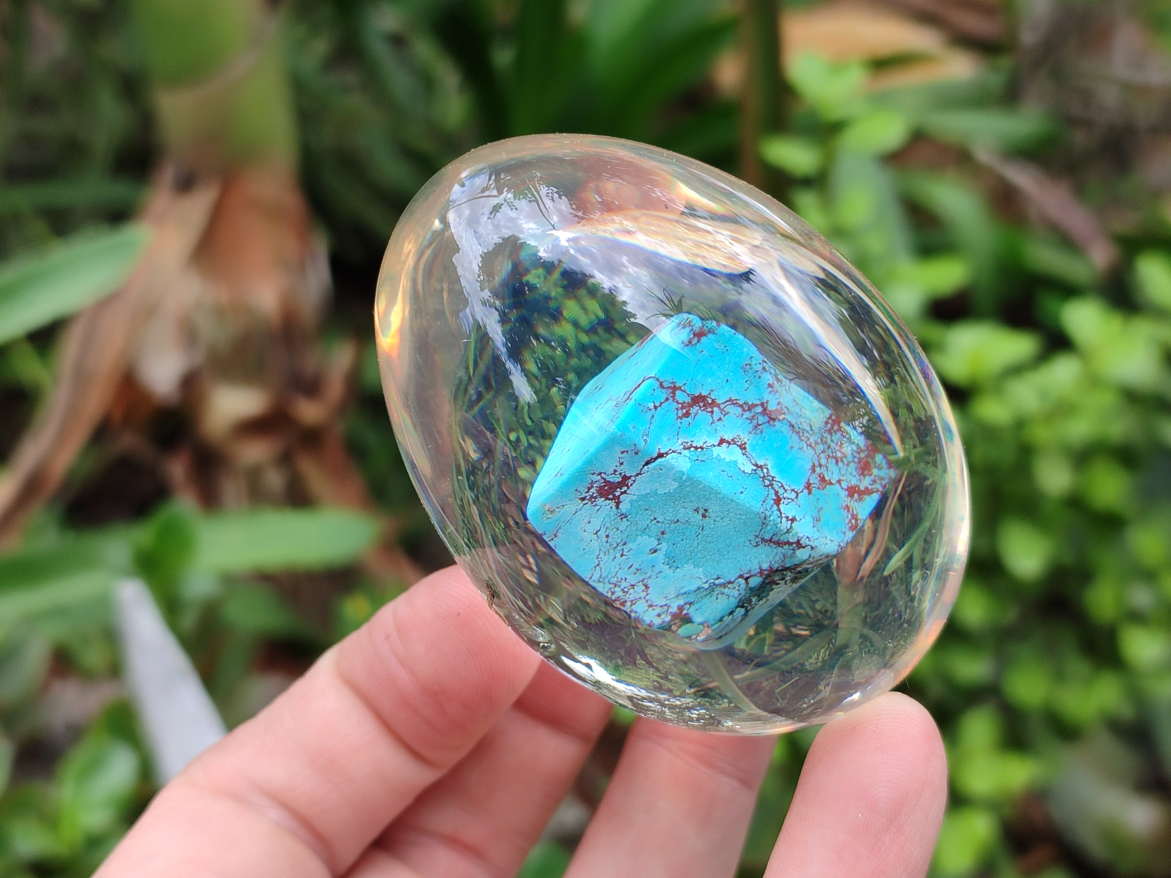 Polished Turquenite Howlite Egg In Resin - Sold Per Item - From China - Toprock Gemstones and Minerals 