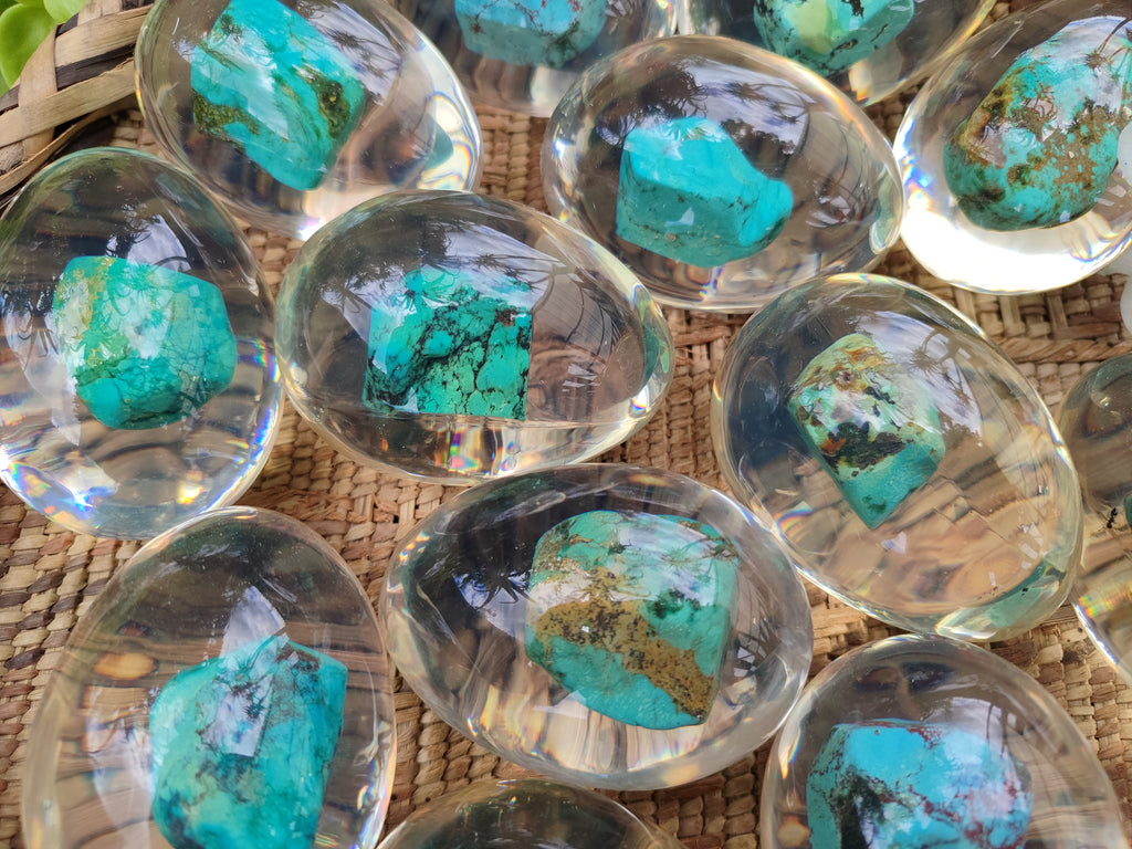 Polished Turquenite Howlite Egg In Resin - Sold Per Item - From China - Toprock Gemstones and Minerals 