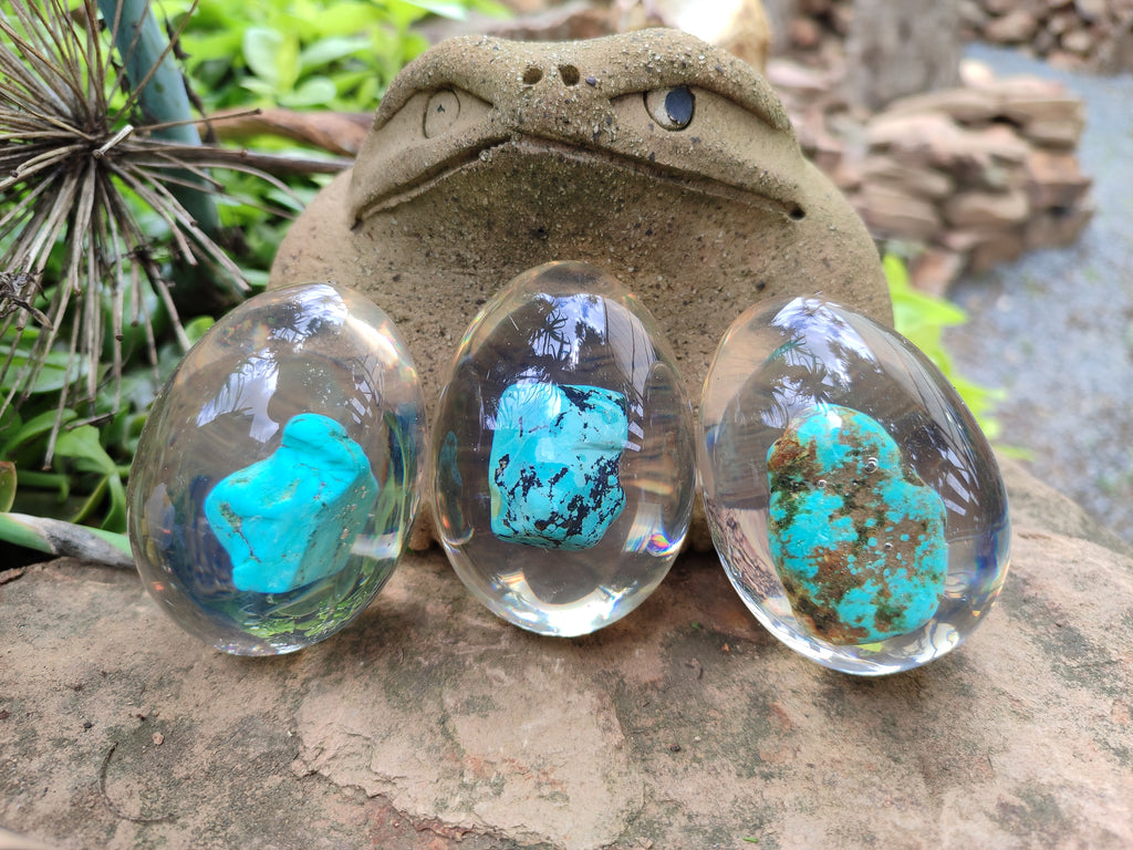 Polished Turquenite Howlite Egg In Resin - Sold Per Item - From China - Toprock Gemstones and Minerals 