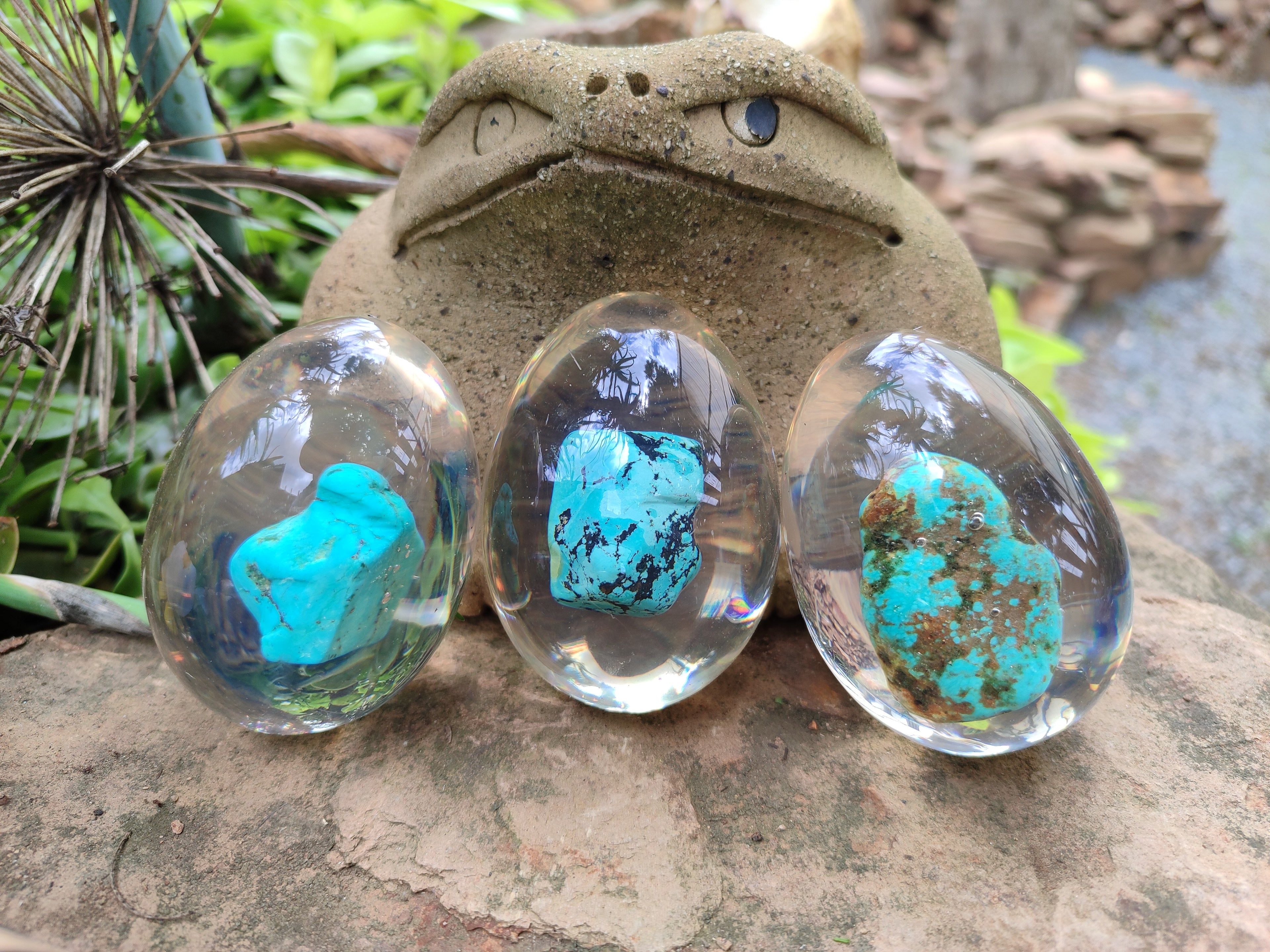 Polished Turquenite Howlite Egg In Resin - Sold Per Item - From China - Toprock Gemstones and Minerals 