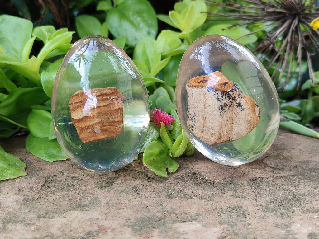 Polished Namibian Desert Picture Stone Jasper Eggs In Resin Egg  - Sold Per Item - From Ais-Ais Namibia - Toprock Gemstones and Minerals 