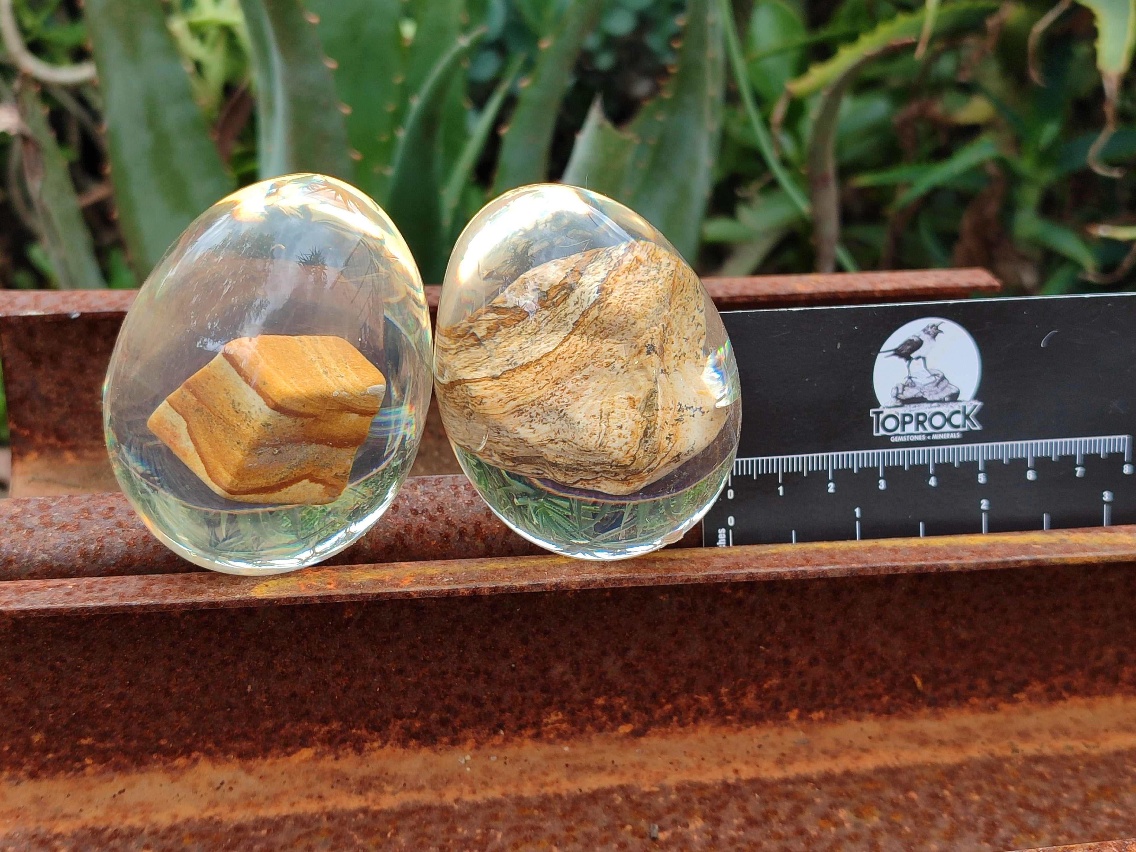 Polished Namibian Desert Picture Stone Jasper Eggs In Resin Egg  - Sold Per Item - From Ais-Ais Namibia - Toprock Gemstones and Minerals 