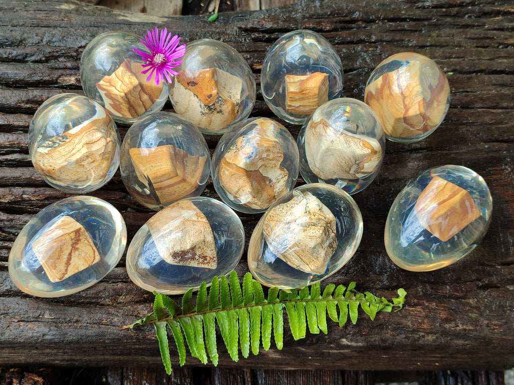 Polished Namibian Desert Picture Stone Jasper Eggs In Resin Egg  - Sold Per Item - From Ais-Ais Namibia - Toprock Gemstones and Minerals 