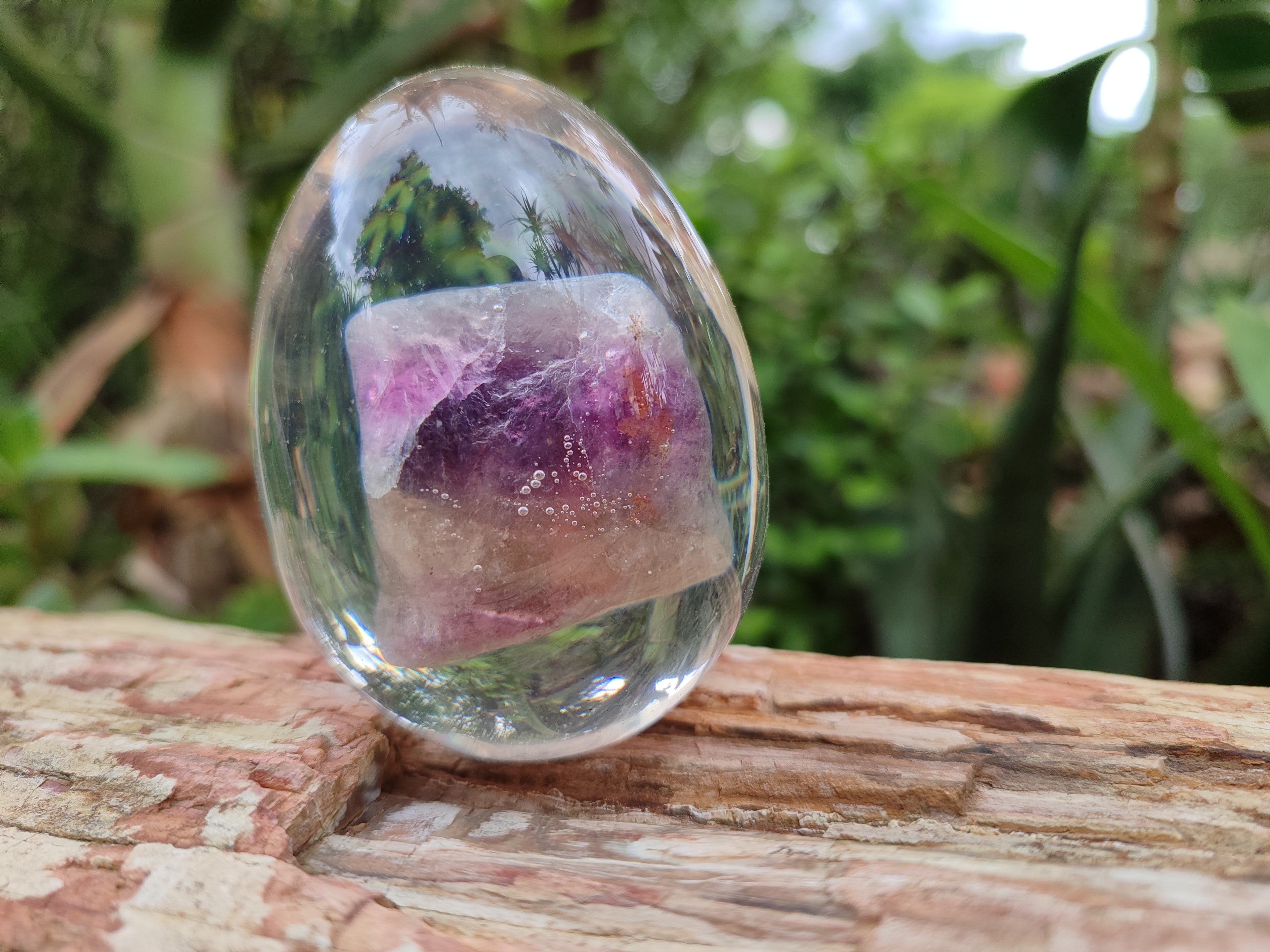 Polished Watermelon Fluorite Egg In Resin - Sold Per Item - From Uis, Namibia - Toprock Gemstones and Minerals 