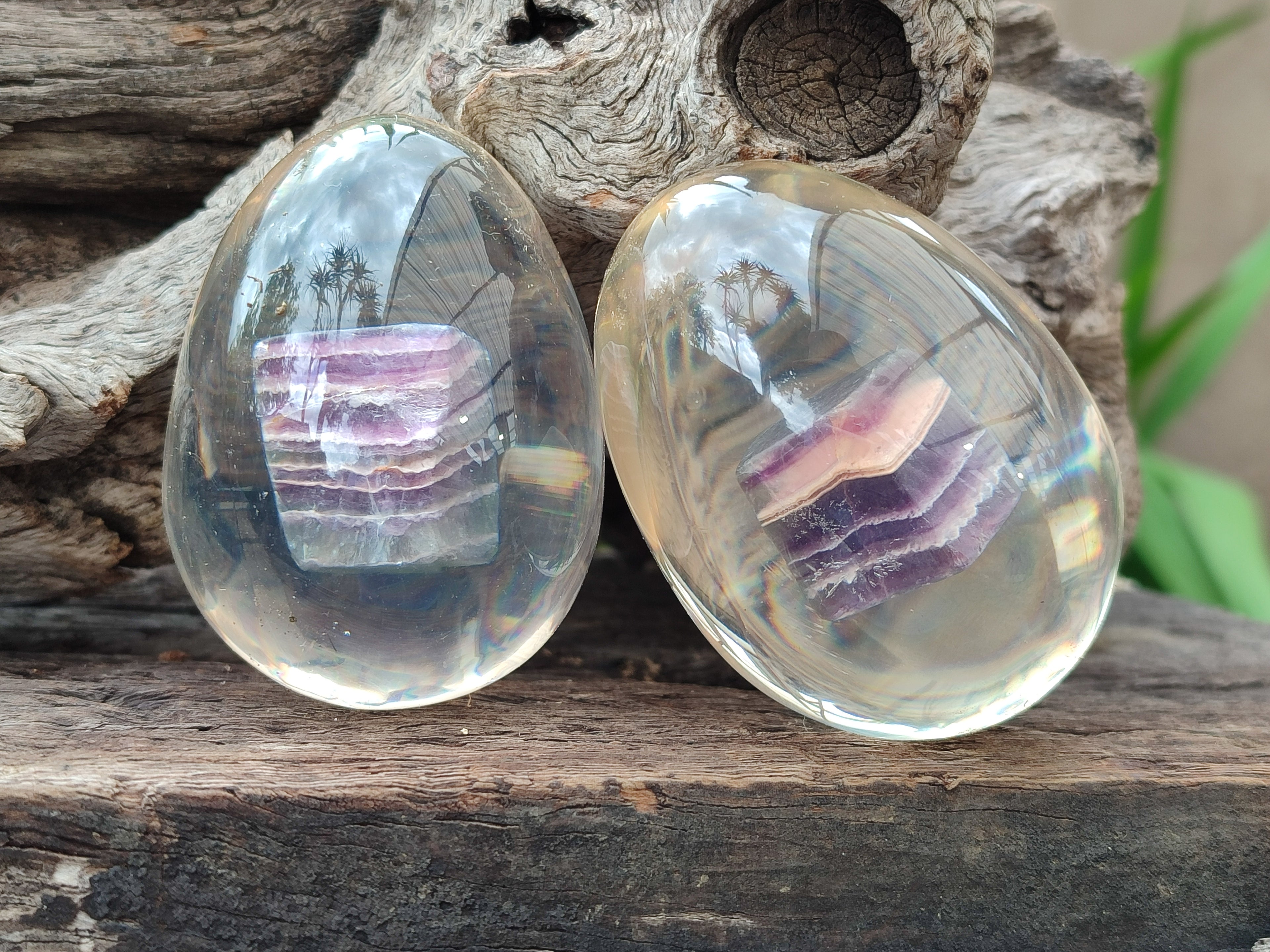 Polished Watermelon Fluorite Egg In Resin - Sold Per Item - From Uis, Namibia - Toprock Gemstones and Minerals 