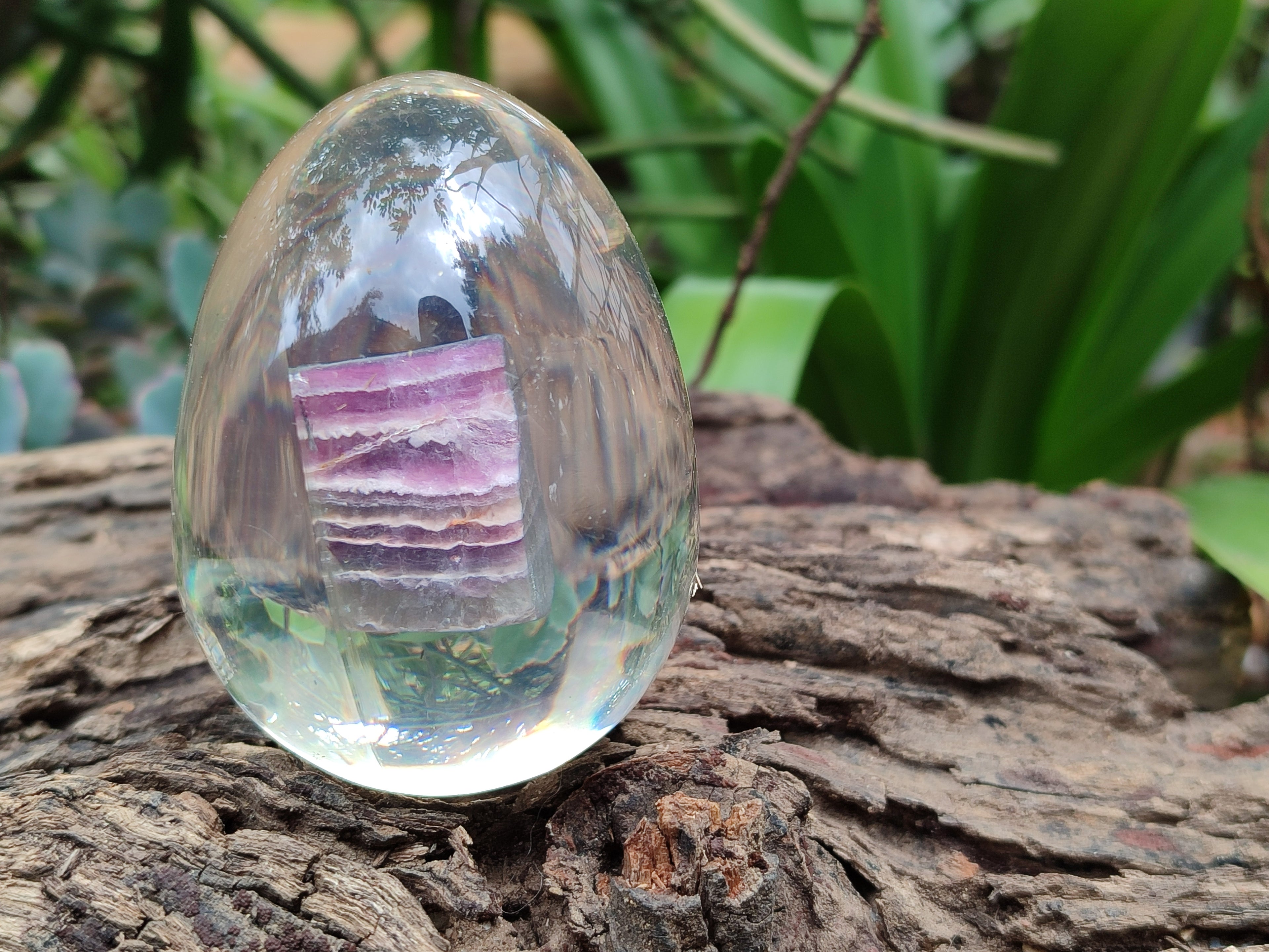 Polished Watermelon Fluorite Egg In Resin - Sold Per Item - From Uis, Namibia - Toprock Gemstones and Minerals 