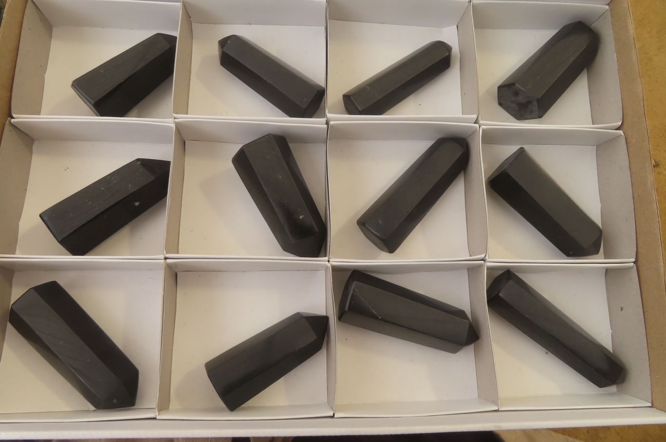 Polished Black Basalt Points x 12 From Antsirabe, Madagascar - Toprock Gemstones and Minerals 