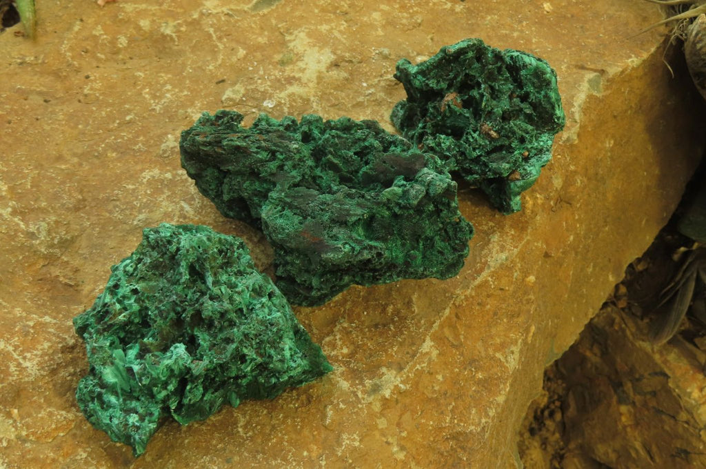 Natural Silky Malachite Specimens x 6 From Kasompe, Congo - Toprock Gemstones and Minerals 