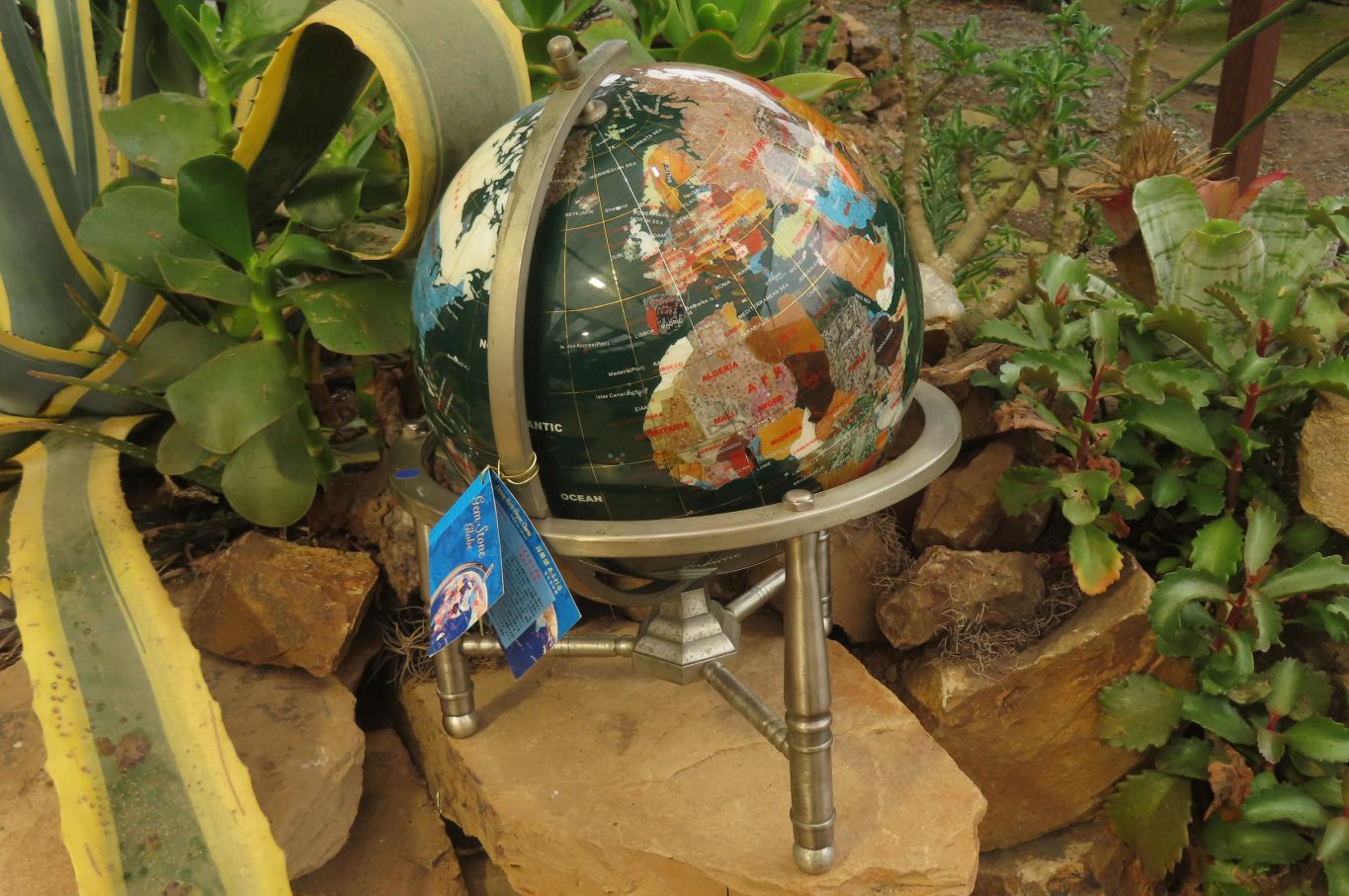 Hand Made Mixed Gemstone World Globe x 1 From China - Toprock Gemstones and Minerals 