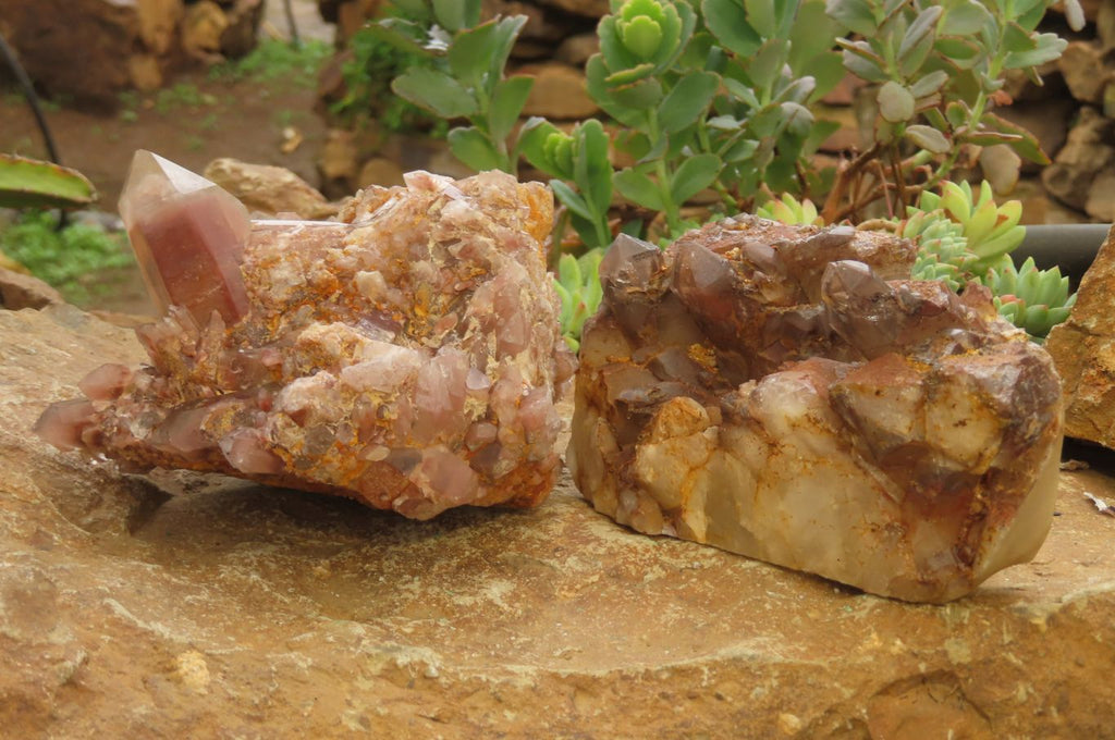 Natural Red Hematoid Quartz Clusters x 2 From Karoi, Zimbabwe - Toprock Gemstones and Minerals 