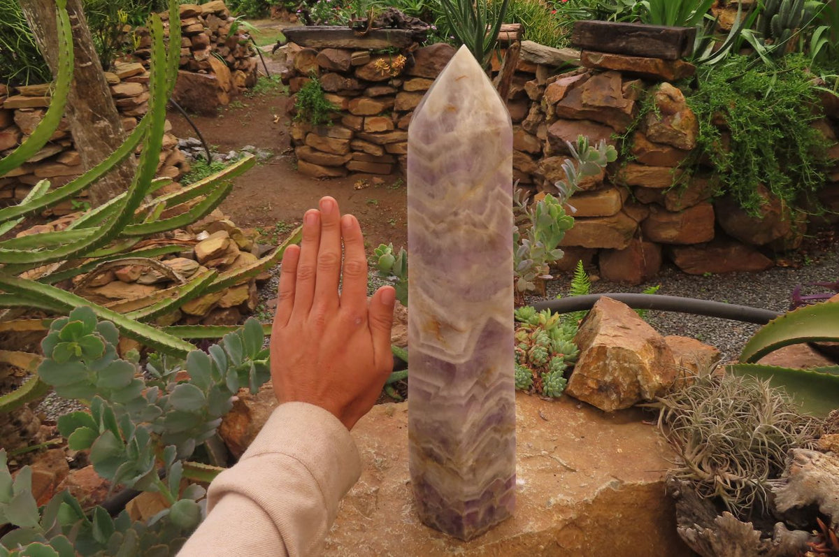 Polished Chevron Amethyst Tower x 1 From Madagascar - Toprock Gemstones and Minerals 