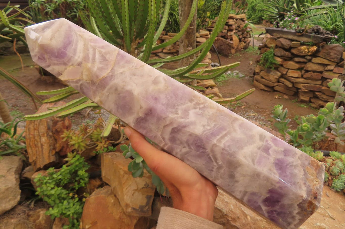 Polished Chevron Amethyst Tower x 1 From Madagascar - Toprock Gemstones and Minerals 