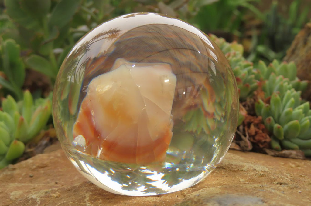 Polished Carnelian Agate in PVC Resin Paperweight Spheres - sold per item - From Madagascar - Toprock Gemstones and Minerals 