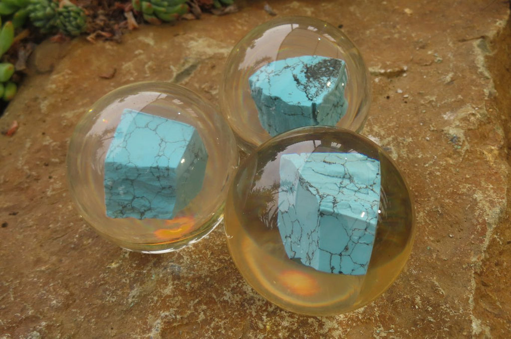 Polished Cobbed Blue Howlite in PVC Resin Paperweight Spheres - sold per item - From Zimbabwe - Toprock Gemstones and Minerals 