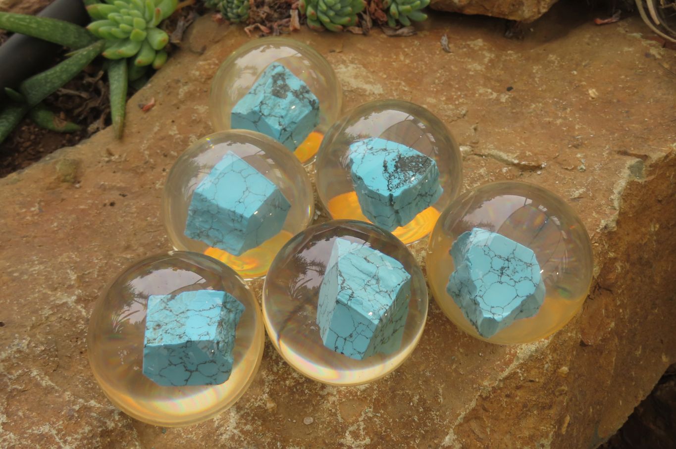 Polished Cobbed Blue Howlite in PVC Resin Paperweight Spheres - sold per item - From Zimbabwe - Toprock Gemstones and Minerals 