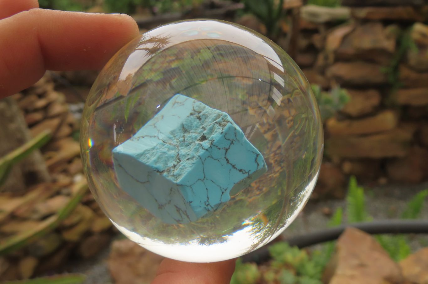 Polished Cobbed Blue Howlite in PVC Resin Paperweight Spheres - sold per item - From Zimbabwe - Toprock Gemstones and Minerals 