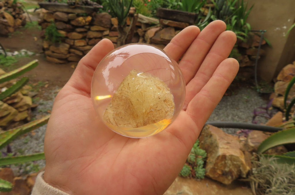 Polished Golden Rutile Quartz in PVC Resin Paperweight Spheres - sold per item - From Brazil - Toprock Gemstones and Minerals 