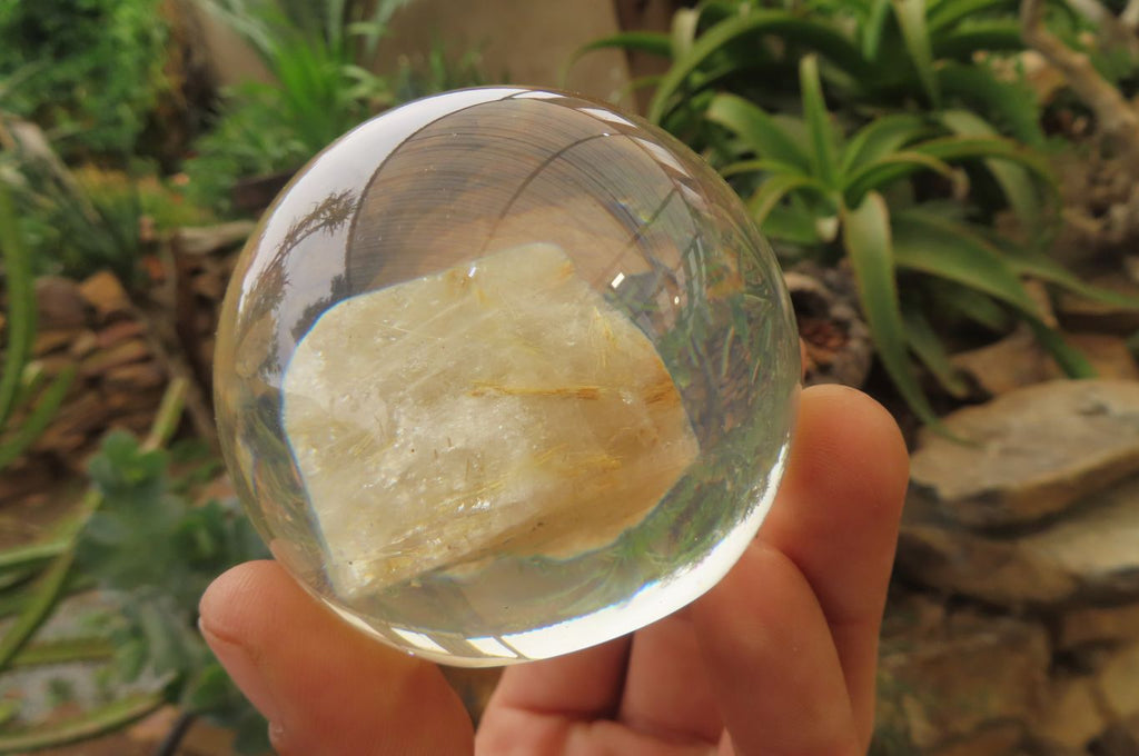 Polished Golden Rutile Quartz in PVC Resin Paperweight Spheres - sold per item - From Brazil - Toprock Gemstones and Minerals 