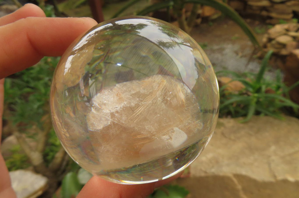 Polished Golden Rutile Quartz in PVC Resin Paperweight Spheres - sold per item - From Brazil - Toprock Gemstones and Minerals 