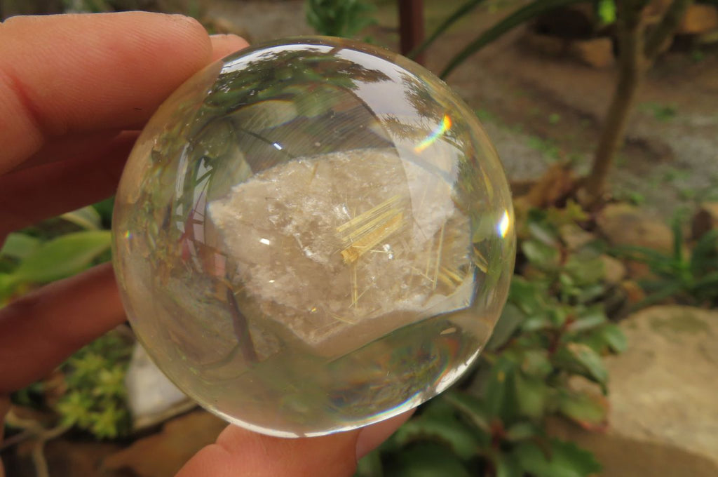 Polished Golden Rutile Quartz in PVC Resin Paperweight Spheres - sold per item - From Brazil - Toprock Gemstones and Minerals 