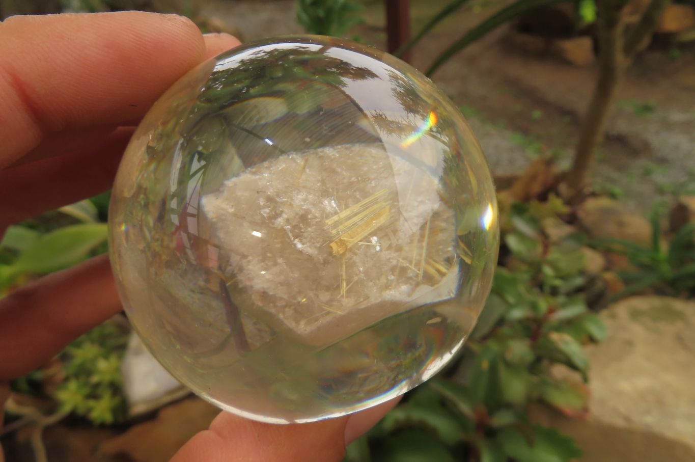 Polished Golden Rutile Quartz in PVC Resin Paperweight Spheres - sold per item - From Brazil - Toprock Gemstones and Minerals 