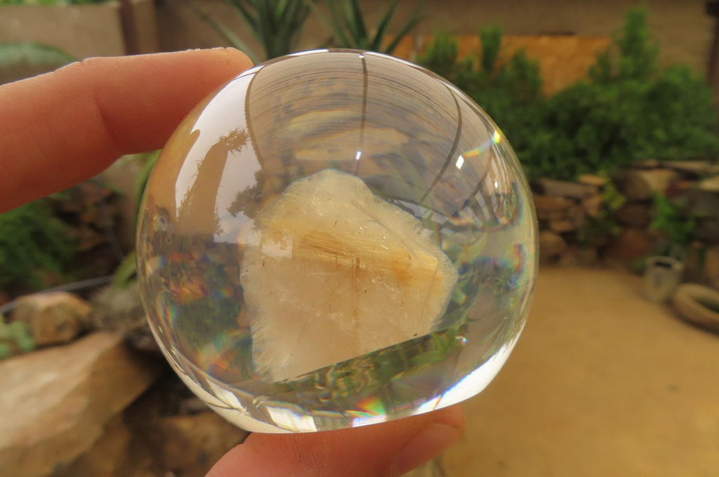 Polished Golden Rutile Quartz in PVC Resin Paperweight Spheres - sold per item - From Brazil - Toprock Gemstones and Minerals 