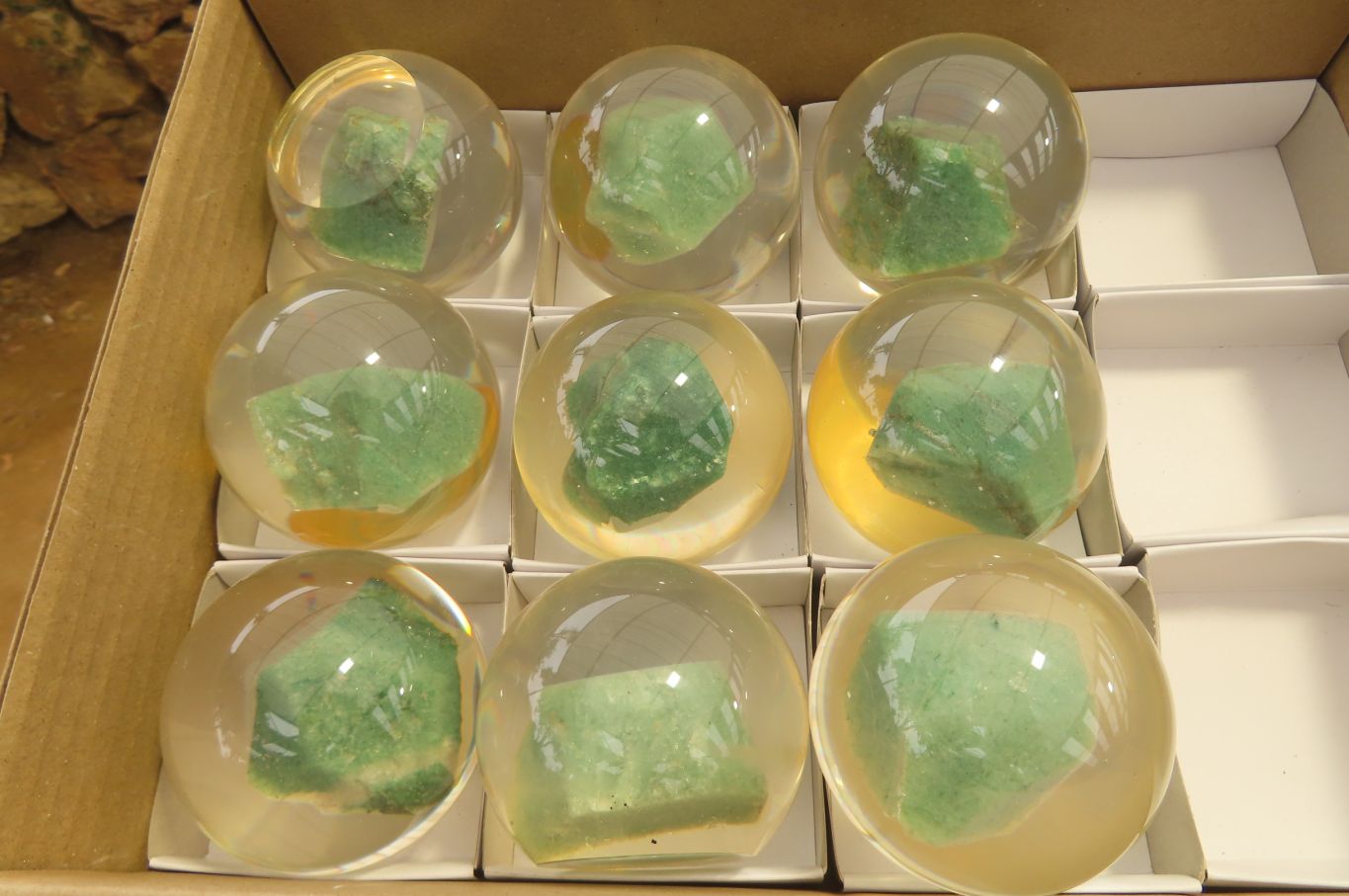 Polished Aventurine in PVC Resin Paperweight Spheres - sold per item - From Zimbabwe - Toprock Gemstones and Minerals 