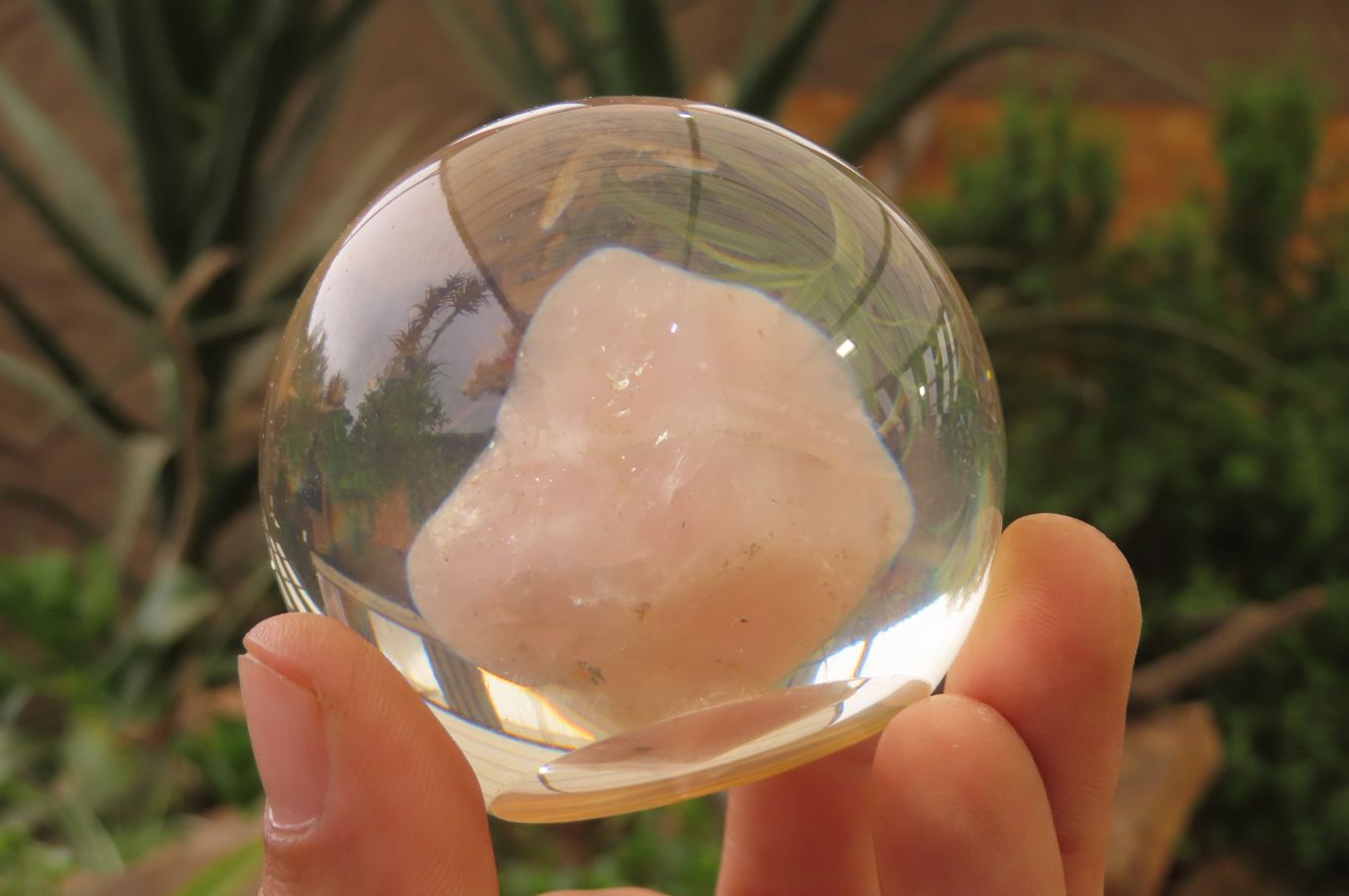 Polished Rose Quartz Free Form in PVC Resin Paperweight Spheres - sold per item - From South Africa - Toprock Gemstones and Minerals 