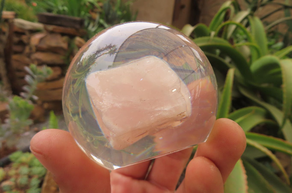 Polished Rose Quartz Free Form in PVC Resin Paperweight Spheres - sold per item - From South Africa - Toprock Gemstones and Minerals 