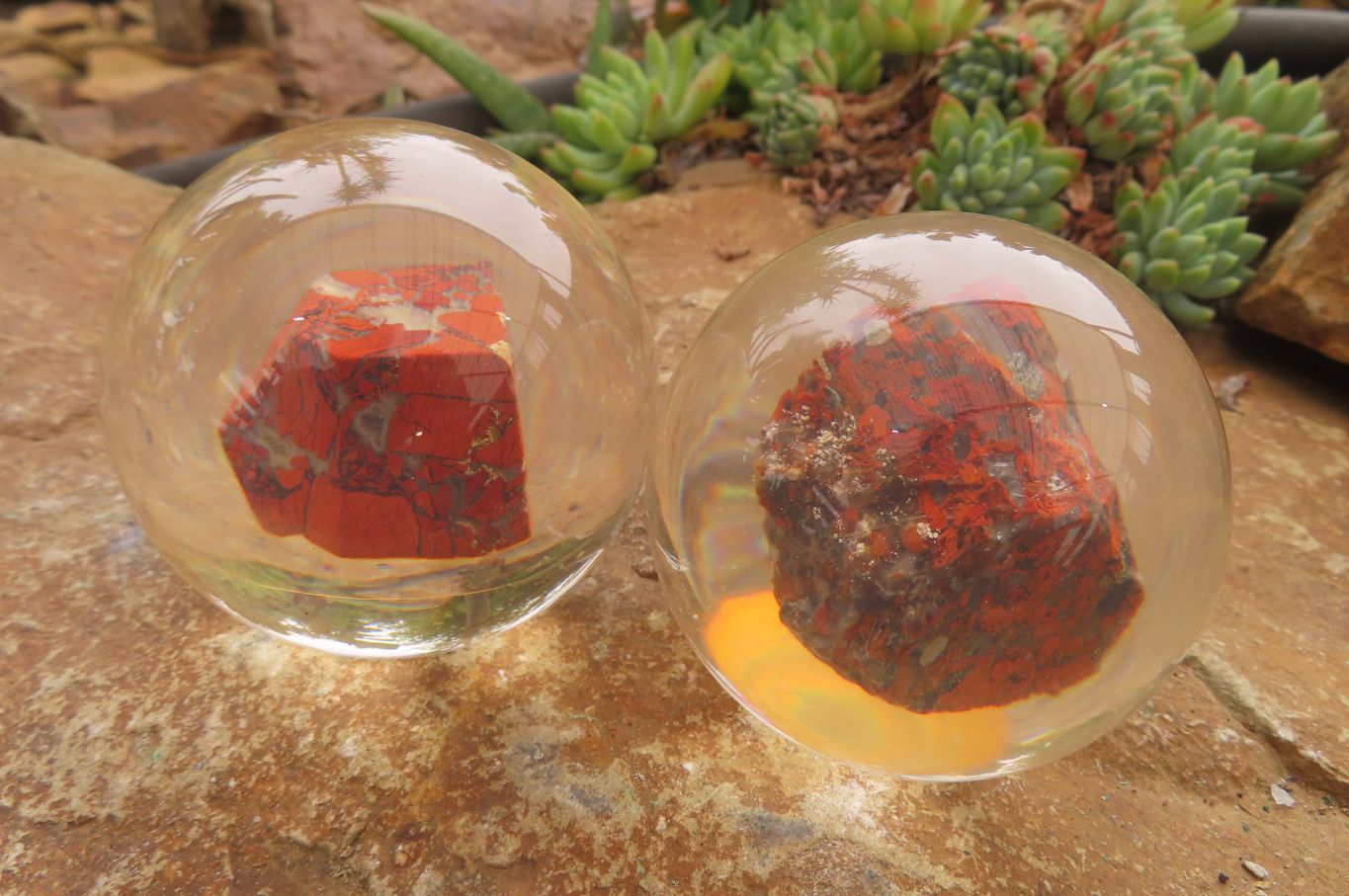 Polished Red Brecciated Jasper in PVC Resin Paperweight Spheres - sold per item - From South Africa - Toprock Gemstones and Minerals 